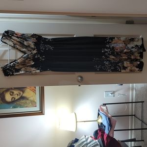 Sleeveless Black & Floral Maxi Dress